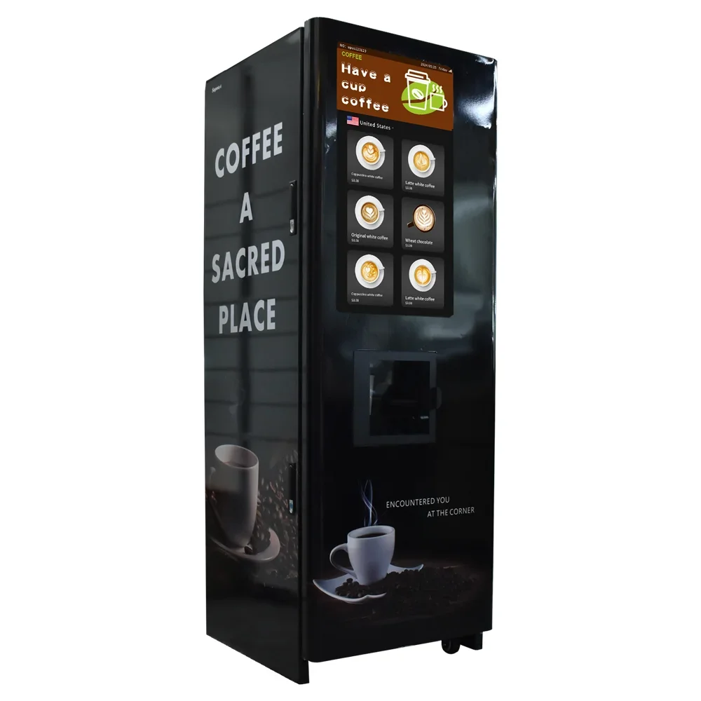 Factory Custom Smart Instant Coffee Vending Machine Big Screen Scanning Qr Code Payment System