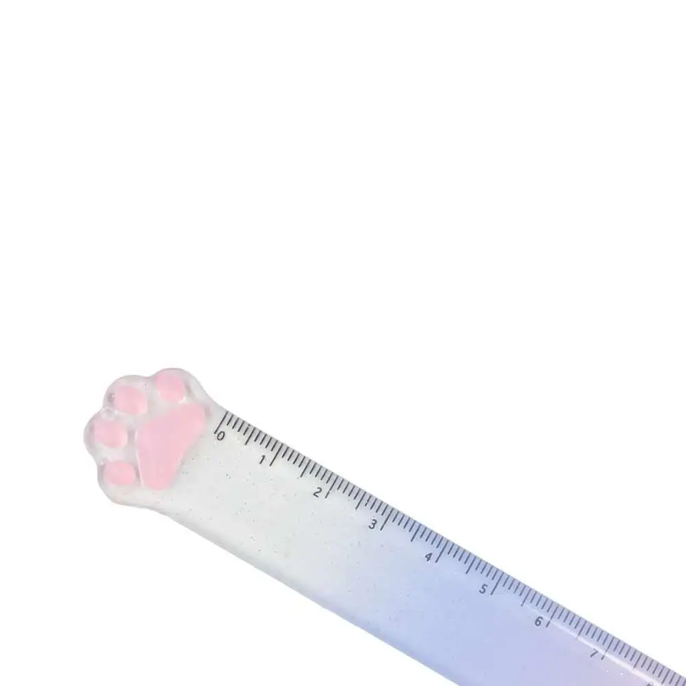 Diseño de pata de gato, regla recta de 15cm, regla de dibujo de matemáticas divisoria multifunción, herramientas de dibujo DIY de dibujo transparente