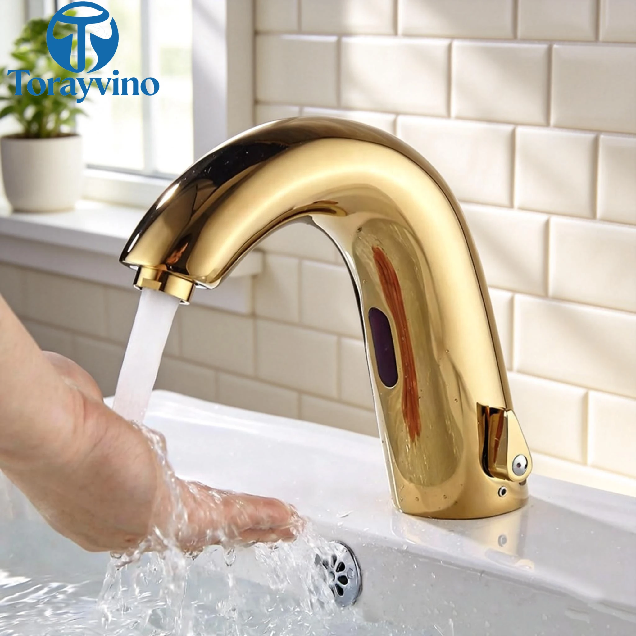 

Torayvino gold Automatic Touchless Faucet Bathroom Sink Faucet Electronic Motion Washbasin Sensor Faucet Power Basin Mixer Tap