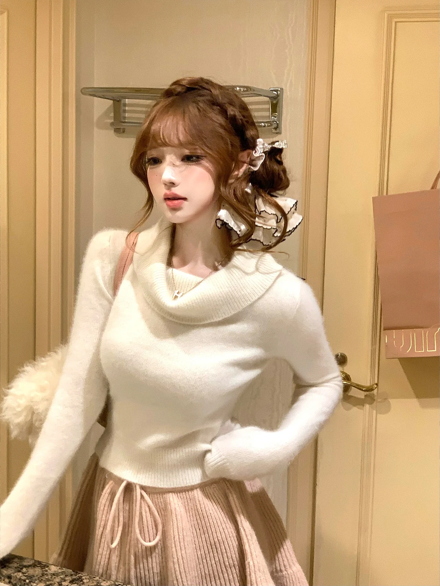 

Soft Weave High Collar Wool Blend Bear Thread Slim Fit Thermal Sweater Inner Wear Base Shirt Lazy Didi Interpretation