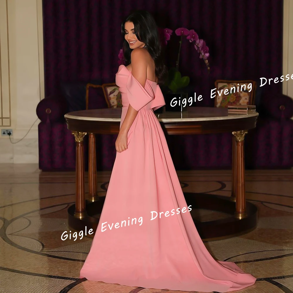 Pretty Evening Dress Customized Off-Shoulder Prom Gown Saudi Arab Slit جديد في الفساتين Crepe Pleated Floor-Length Elegant Women