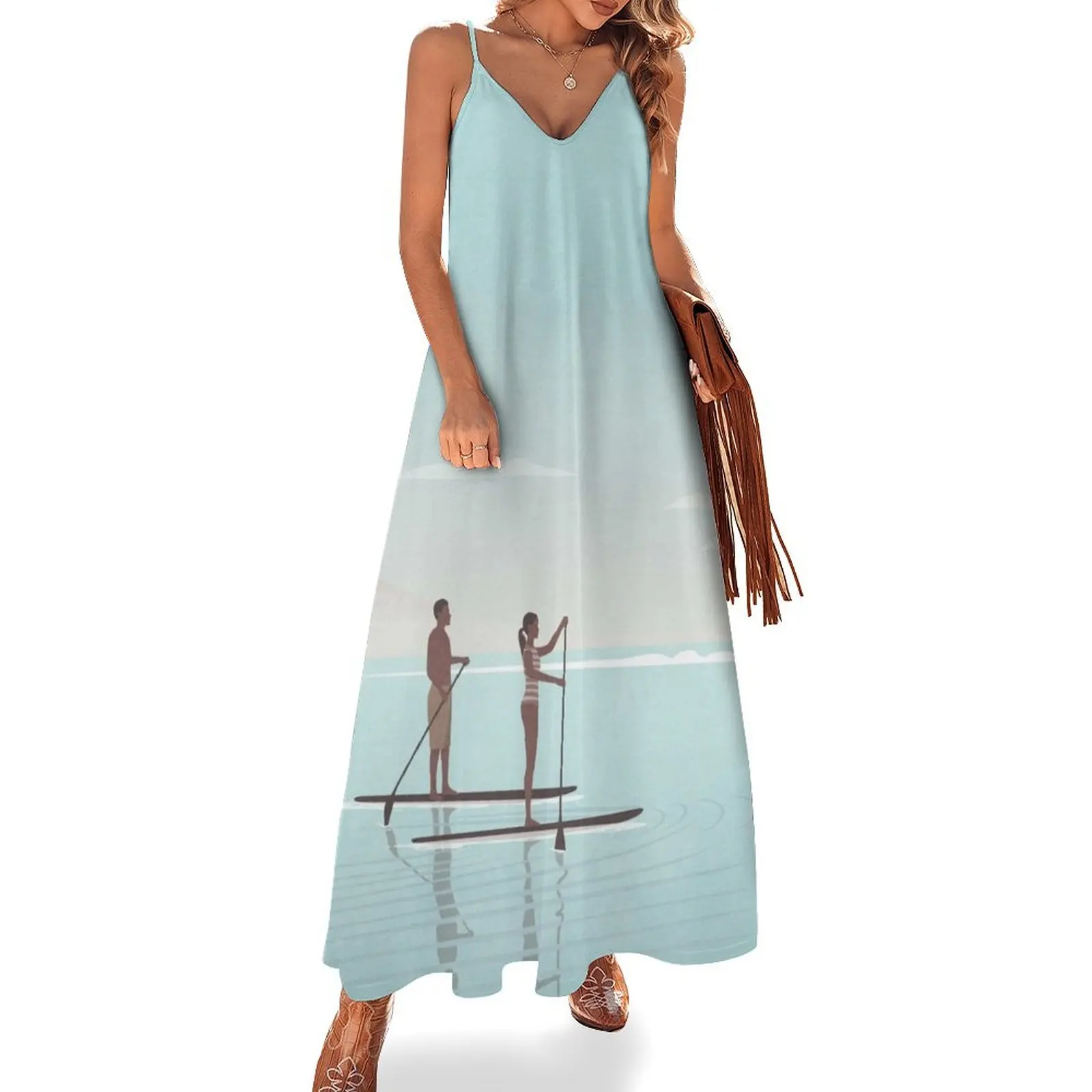 

Couple Stand Up Paddle Sleeveless Dress luxury woman party dress loose women's dress