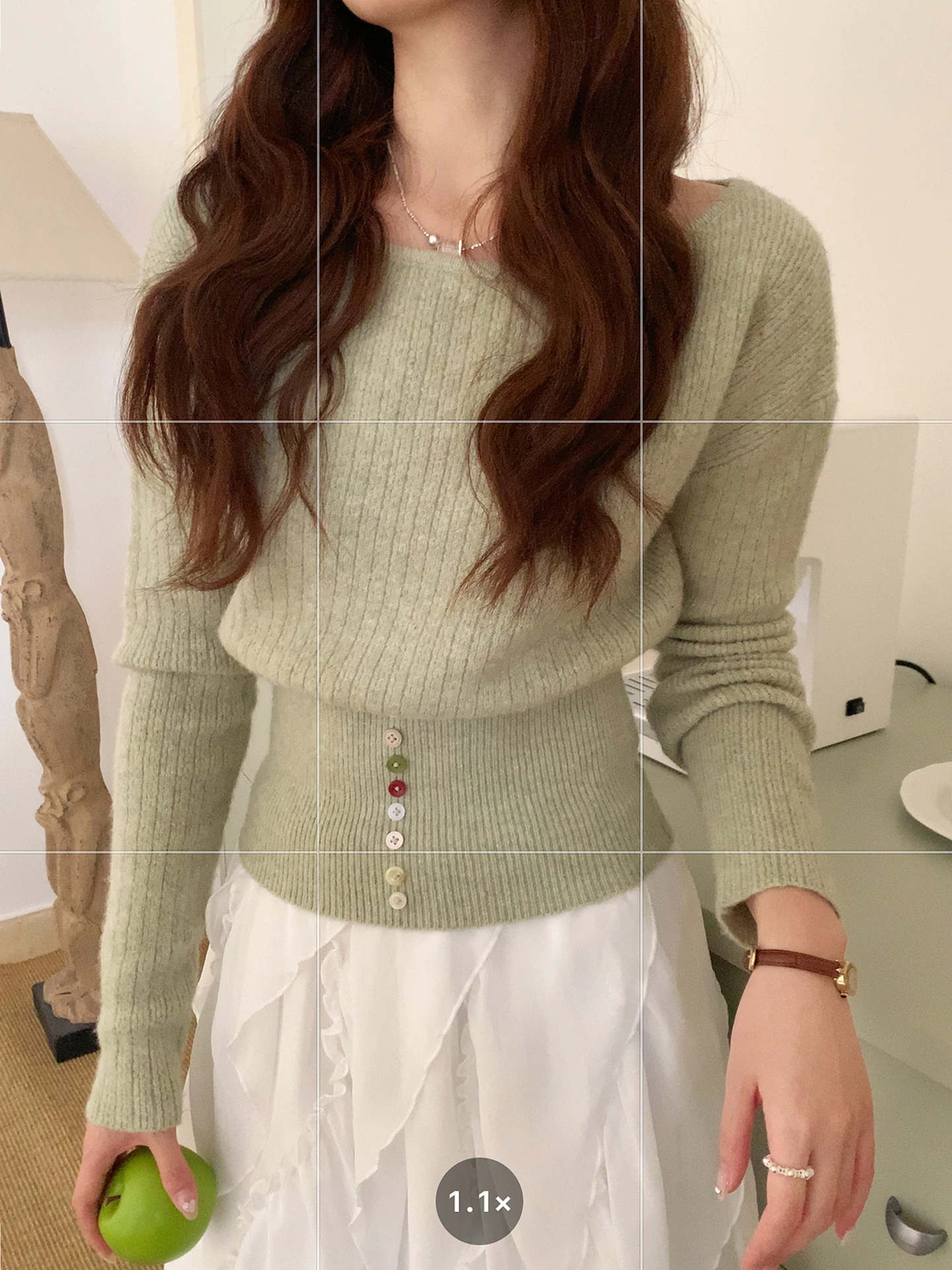 

Korean Sle Thin Knitted Sweater One oulder Design Inner Wear Spring Faion Soft Wool Blend ort Length Slim Fit Top