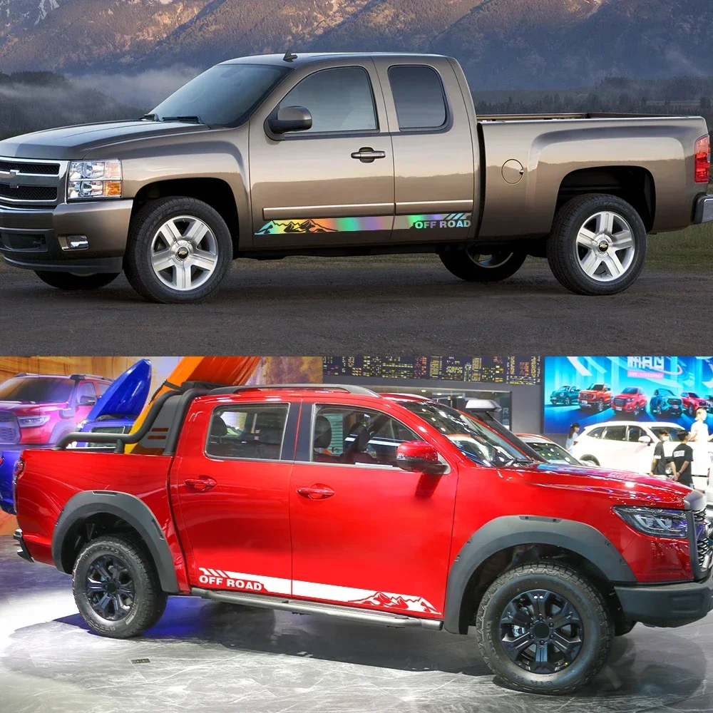 

2PCS Car Sticker Off Road Car Side Door Skirt Sticker PVC Self-Adhesive Vinyl Decal Decoration For Pickup Ford Raptor F-150 F150