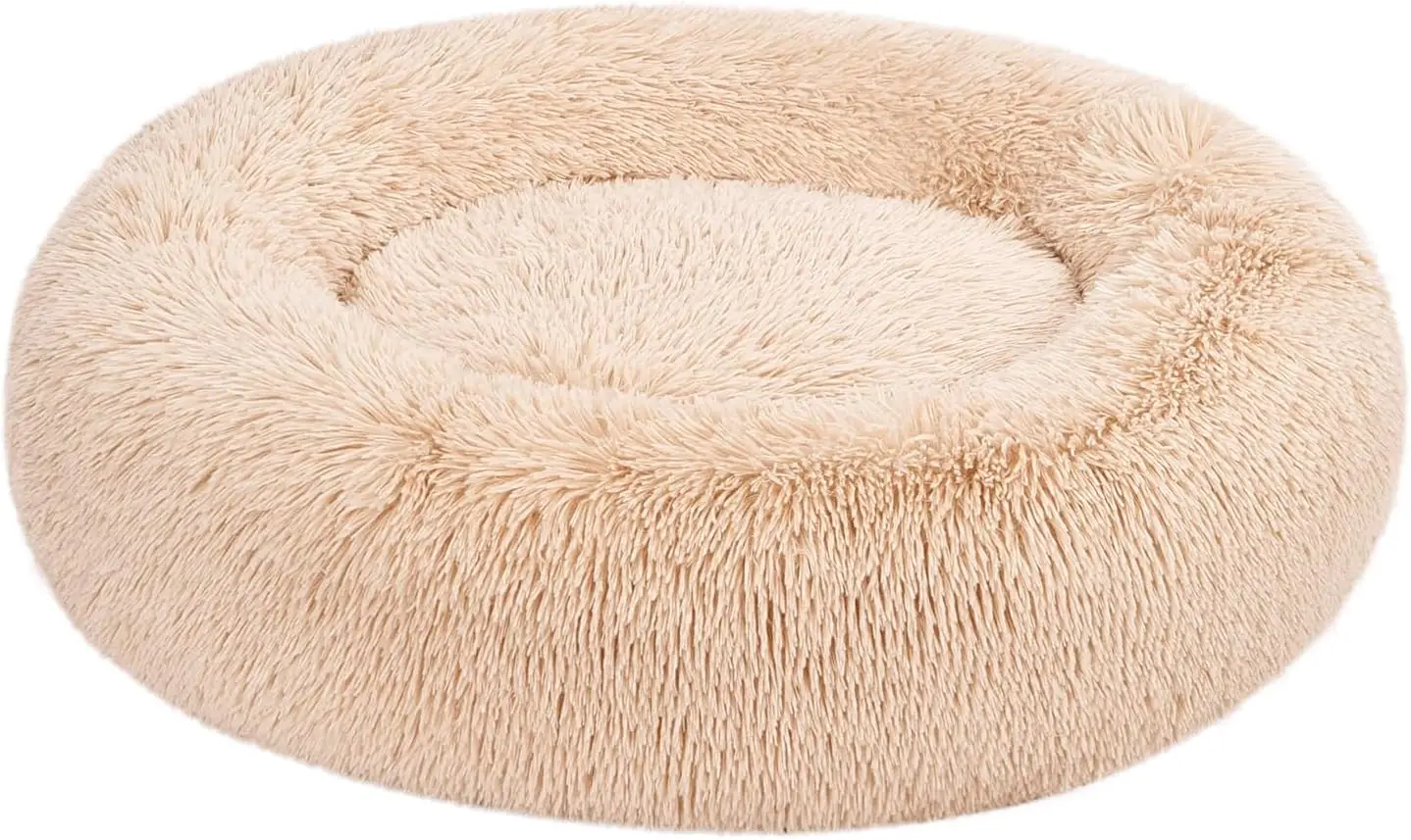 

Cozy Donut Pet Bed with Faux Fur, Non-Slip Bottom, 36x36 Inches for Dogs