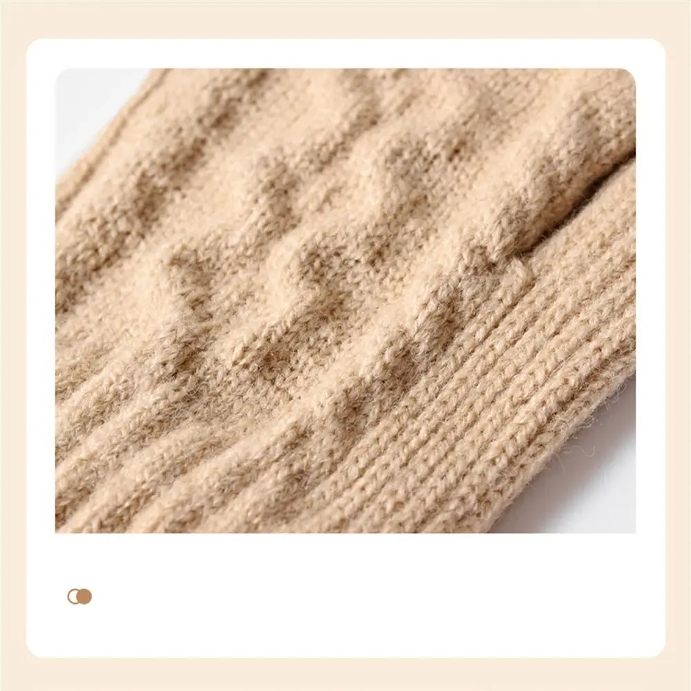 Modne rękawiczki dziergane, ciepłe, grube, elastyczne mitenki z dzianiny, jednokolorowe rękawiczki dotykowe na wszystkie palce dla kobiet i dziewcząt.