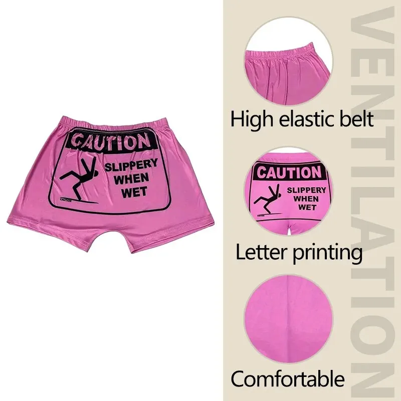 Women Shorts Sleep Bottoms Pajamas Boxers Pink S M L Painted Design Fun Letter Printing Casual Sports Fitness Sleep