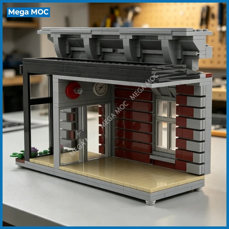 Premium Modular Fire Station Second Storey Building Blocks Multi-Level City Fire Brigade Brick Decorative Ornament