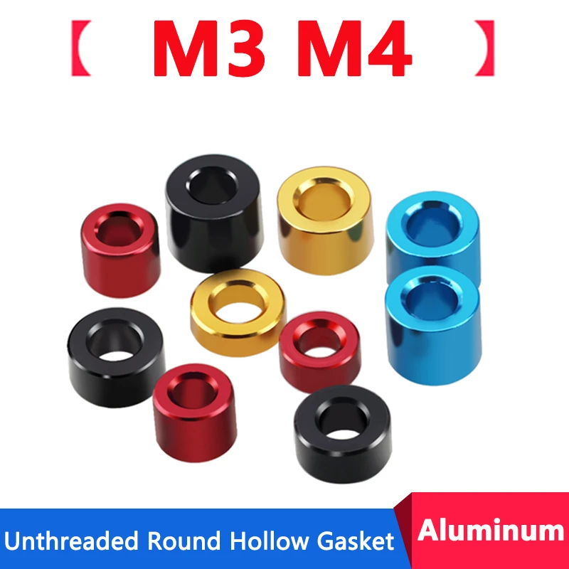 

10pcs M3 M4 Aluminum Bushing Washer Gasket Unthreaded Round Hollow Standoff Spacer Sleeve Anodizing Colorful OD 6-8mm