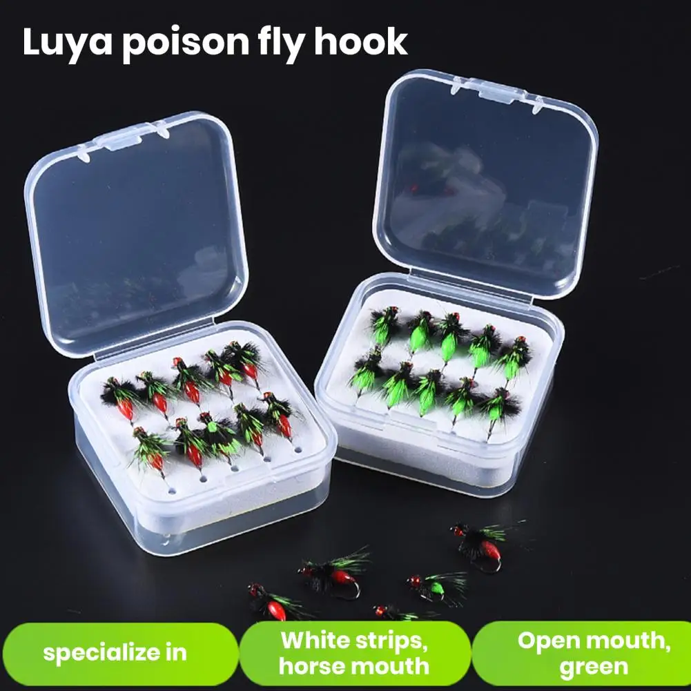 1Set Fake Flies Bait Simulation Poisonous Insect Sharp Hook ABS Plastic Reusable Bass Fishing Artificial Fly Bait Fishing Tackle