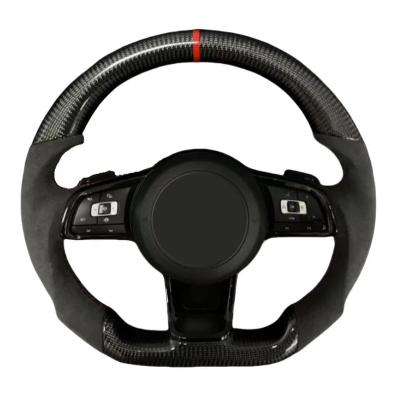 

Flat Bottom Sports Multi-function Carbon Fiber Suede Steering Wheel Suitable For Volkswagen VW Golf 7 7.5 Golf 6 MK7 MK6 R Line