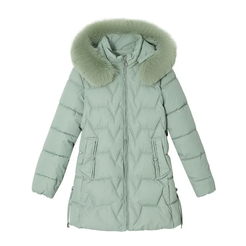 Winter Women Jacket Parka Big Fur Collar Hooded Thick Warm Female Coat Casual Outwear European College Student Tops -30 Degrees