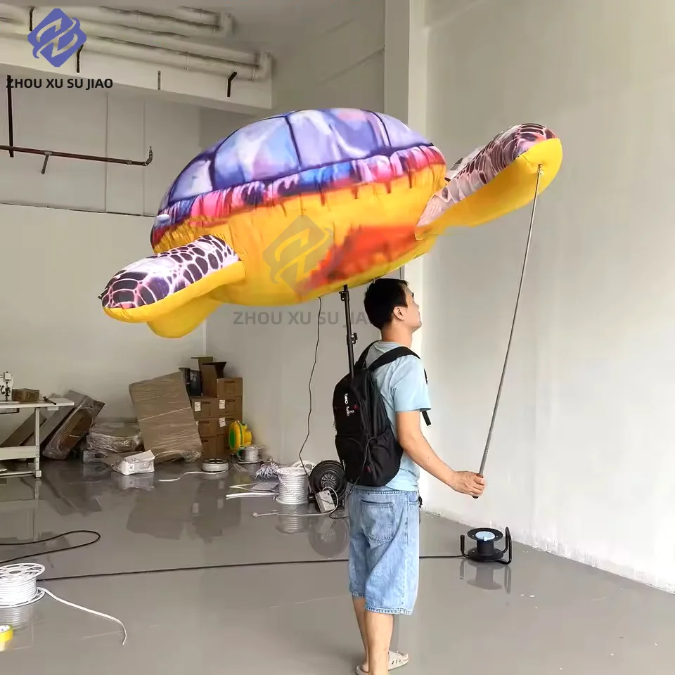 เต่าเป่าลมยักษ์ สัตว์ทะเลพร้อมไฟ LED สีขาว ชุดแสดงงานคาร์นิวัล งานเฉลิมฉลอง ของประกอบการแสดง กิจกรรมกลางแจ้ง