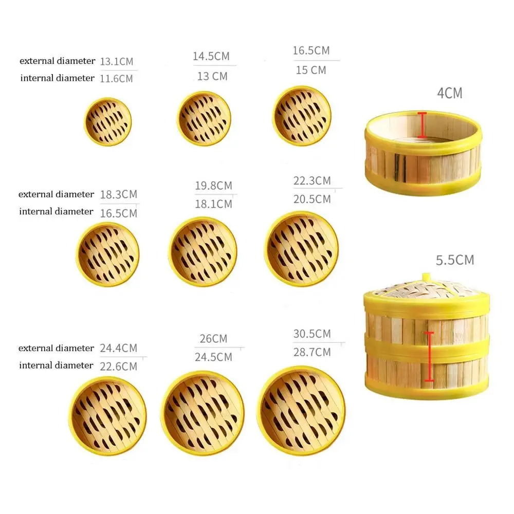 Multi-Sizes Natural Handmade Safe for Steaming Food Steamer Basket Dumpling Steamer Kitchen Cookware Bamboo Steamer