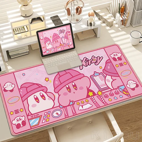 Alfombrilla de ratón HD de 40x90cm, alfombrilla extendida para ordenador portátil, alfombrillas de ratón para juegos de ordenador, accesorios para PC de dibujos animados k-kirbys, teclado XXL, alfombrilla de escritorio