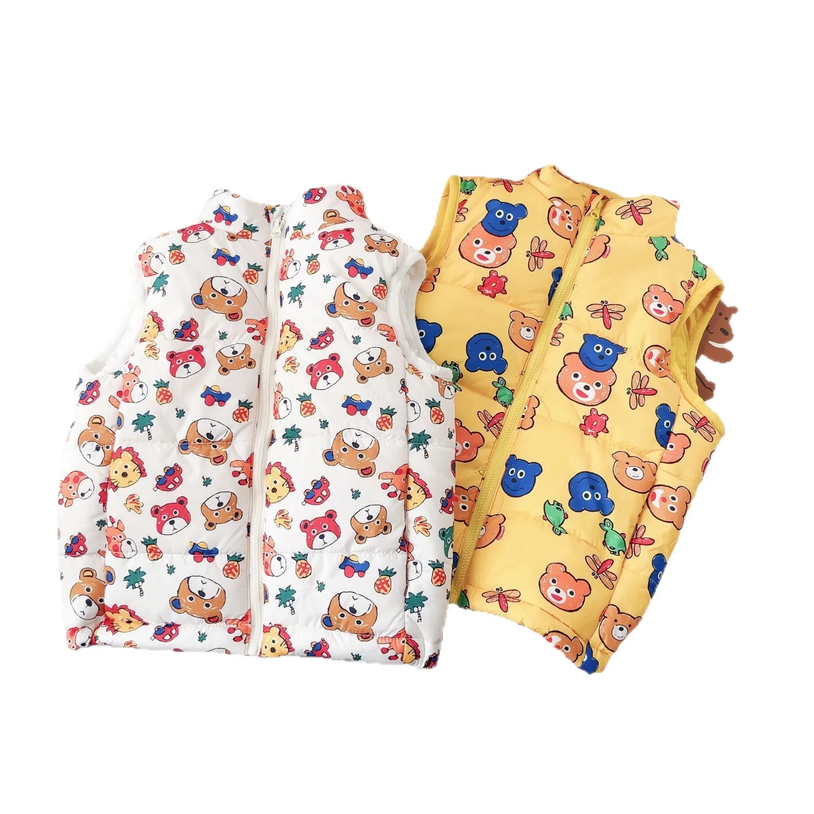 

2024, осенне-зимний классический хлопковый пуховый жилет для мальчиков и девочек с принтом, теплый жилет для ношения младенцев