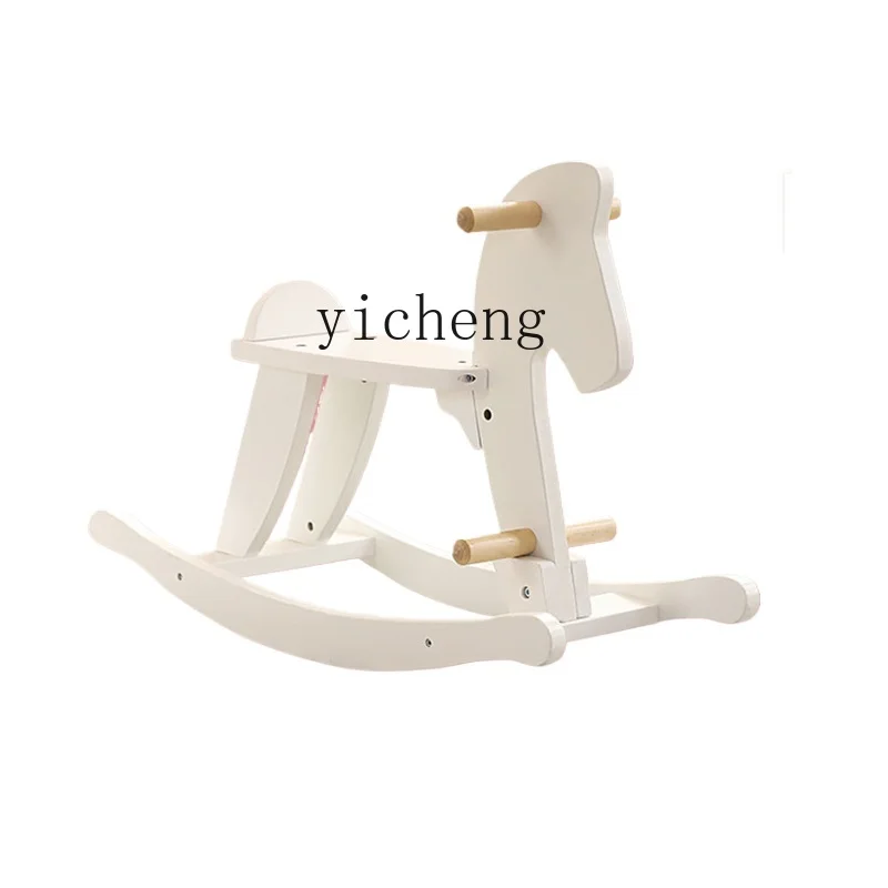 

Tqh Small Wooden Horse Children's Solid Wood Rocking Horse Adult Sitting Baby Baby Wooden Toys