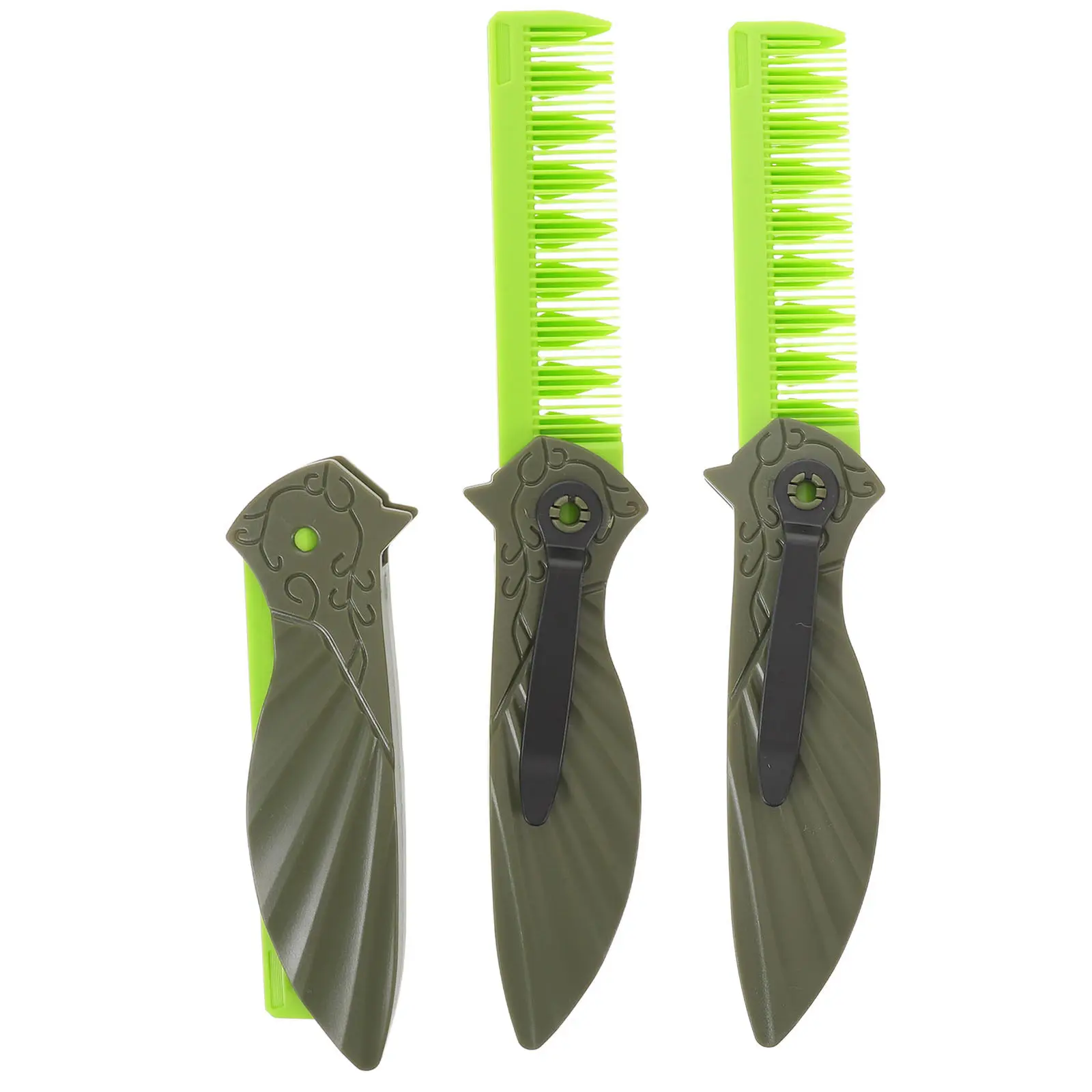 3Pcs Folding Comb Men 3in1 Wide Tooth Beard Mustache Hair Styling Portable Travel Pocket Grooming Barber Comb Men's Combs