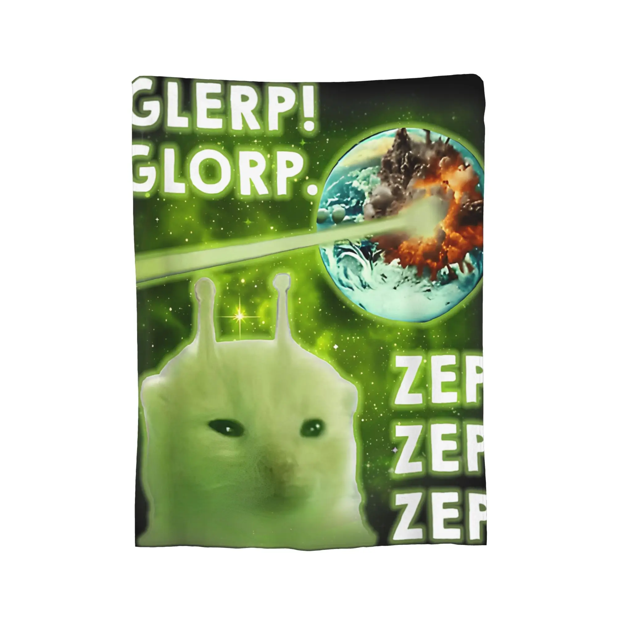 Glerp Glorp Alien Cat Meme Brainrot Dank Memes Blankets Flannel  Lightweight Thin Throw Blanket for Bed Bedspread