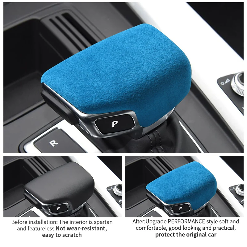 مصنوعة من الكانتارا لأودي سبورت B9 F5 FY A4 S4 A5 S5 RS4 RS5 Q5L SQ5 Q5 Q7 مقبض ناقل الحركة غطاء الكسوة اكسسوارات السيارات الداخلية #2