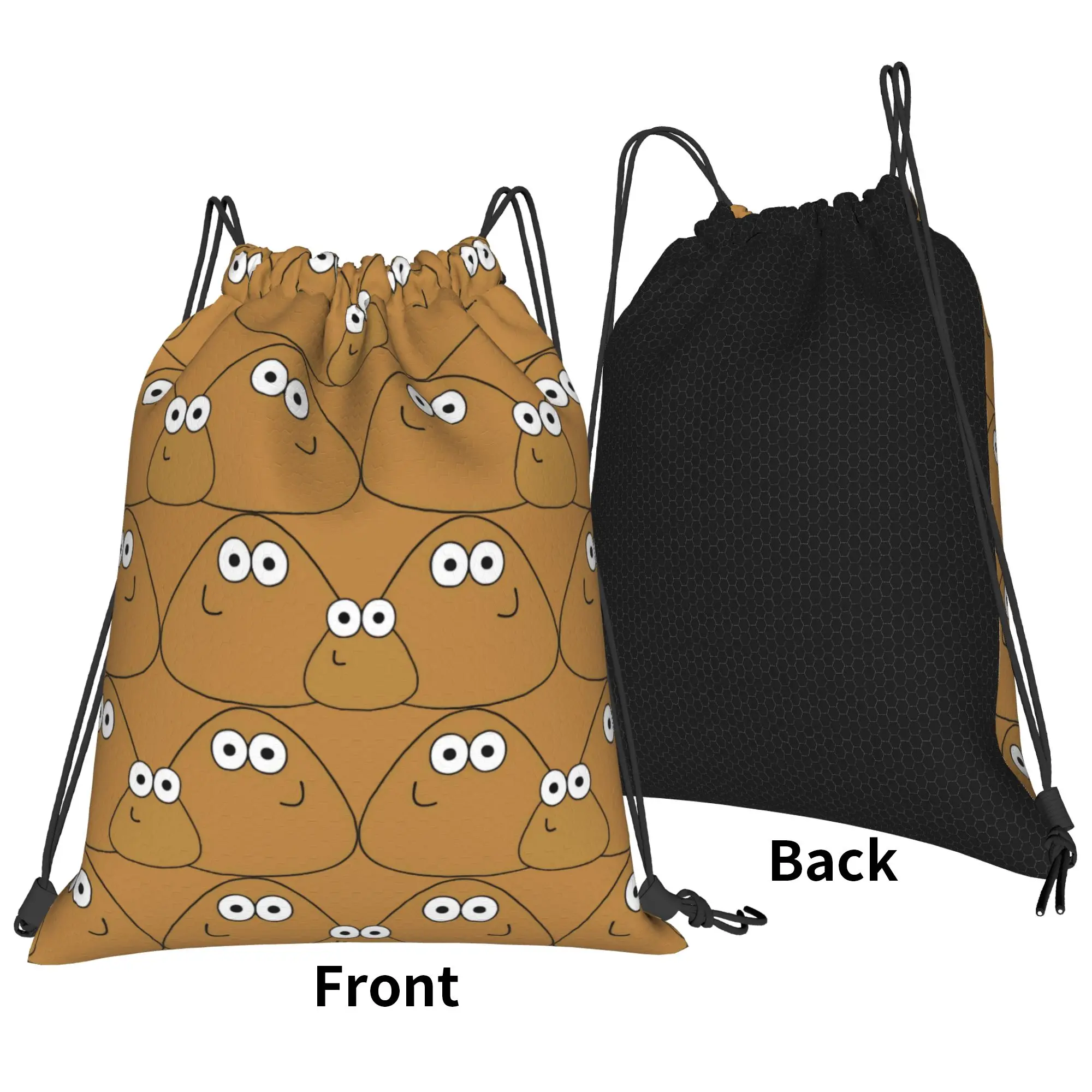 My Pet Alien Pou Backpack Drawstring Basketball Bags Gym Bag Water Resistant Game Cartoon String Sackpack 36cm (W) x 43cm (H)