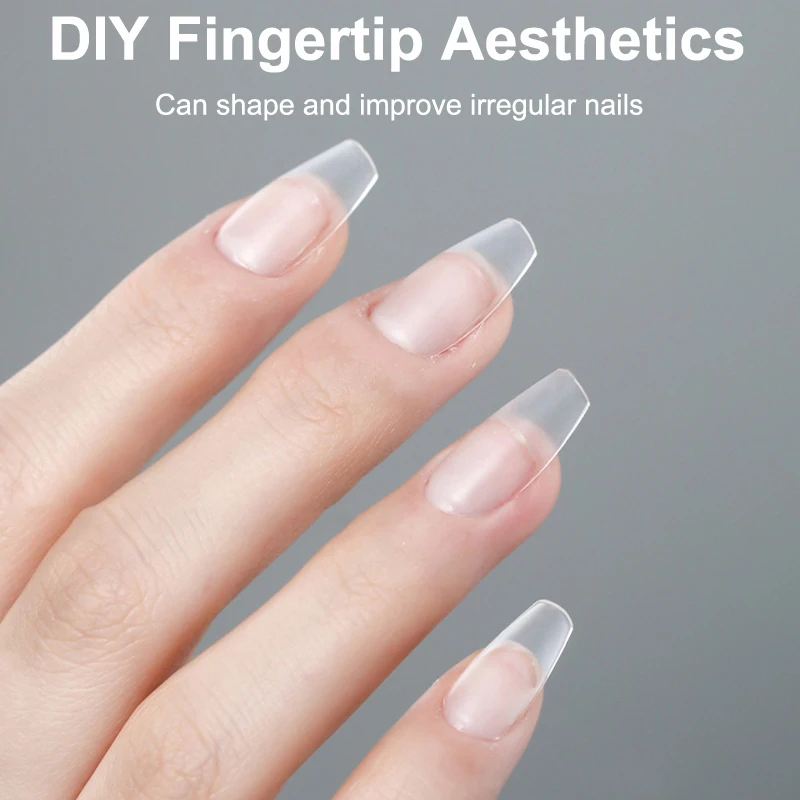 เล็บปลอมแบบกดติด 100 ชิ้น/กล่อง ทรงโลงศพ เล็บปลอมใส สำหรับต่อเล็บ อุปกรณ์ทำเล็บ