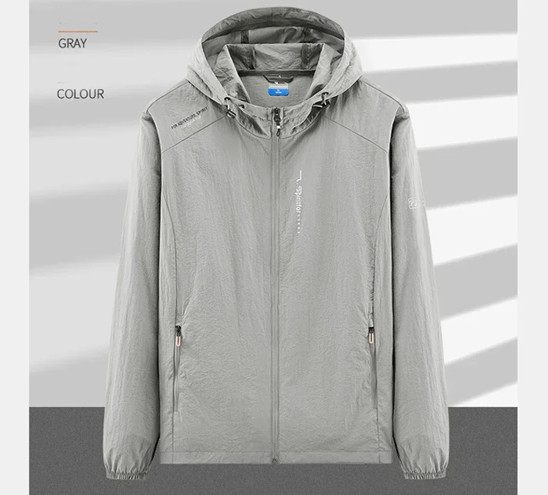 UPF50+ Summer Outdoor Quick Dry Sun-Protective Thin Jacket Men Hiking Fishing Cycling Hooded Gym Sport Ultra Light Windbreaker 164 S33614fca682047d8a326c19dd57fcea1c