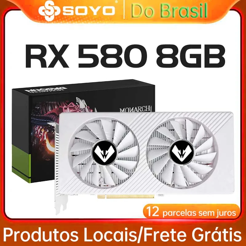 بطاقات الرسومات SOYO Radeon RX580 8G GDDR5 بطاقة الفيديو DP DVI PCIE3.0x16 لبطاقة وحدة معالجة الرسومات للكمبيوتر الألعاب RX 580 كاملة جديدة من SOYO AMD