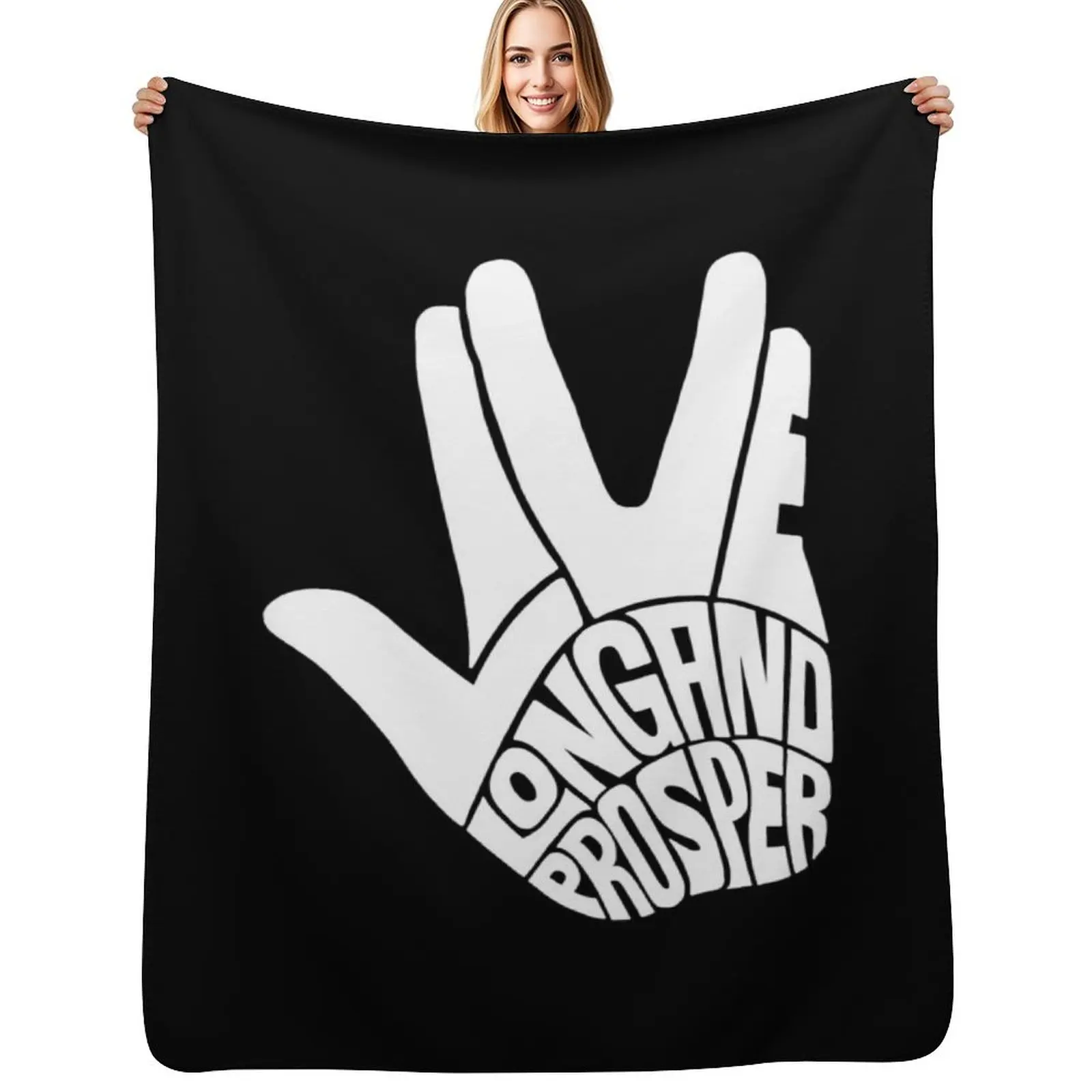 Star Trek Live Long and Prosper White Throw Blanket Soft Plush Blanket as Housewarming Gift