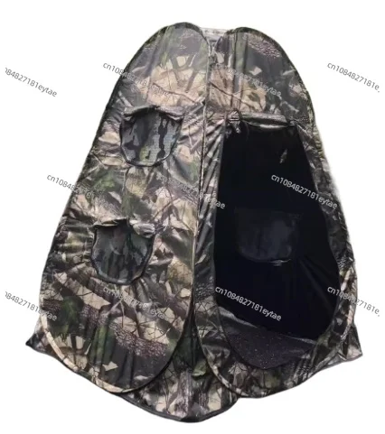 

Single Person Pop Up Outdoor Photography Tent 3Sides 6Windows 360 Degree Watching Bird Portable Privacy Camouflage Black Caoted