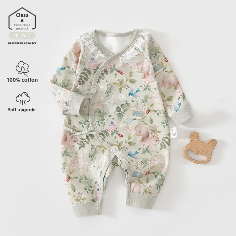 Class A Pure Cotton Baby Long Sleeve Romper Autumn Outfits For 0-6 Months Newborn Baby Girls Crawling Jumpsuit