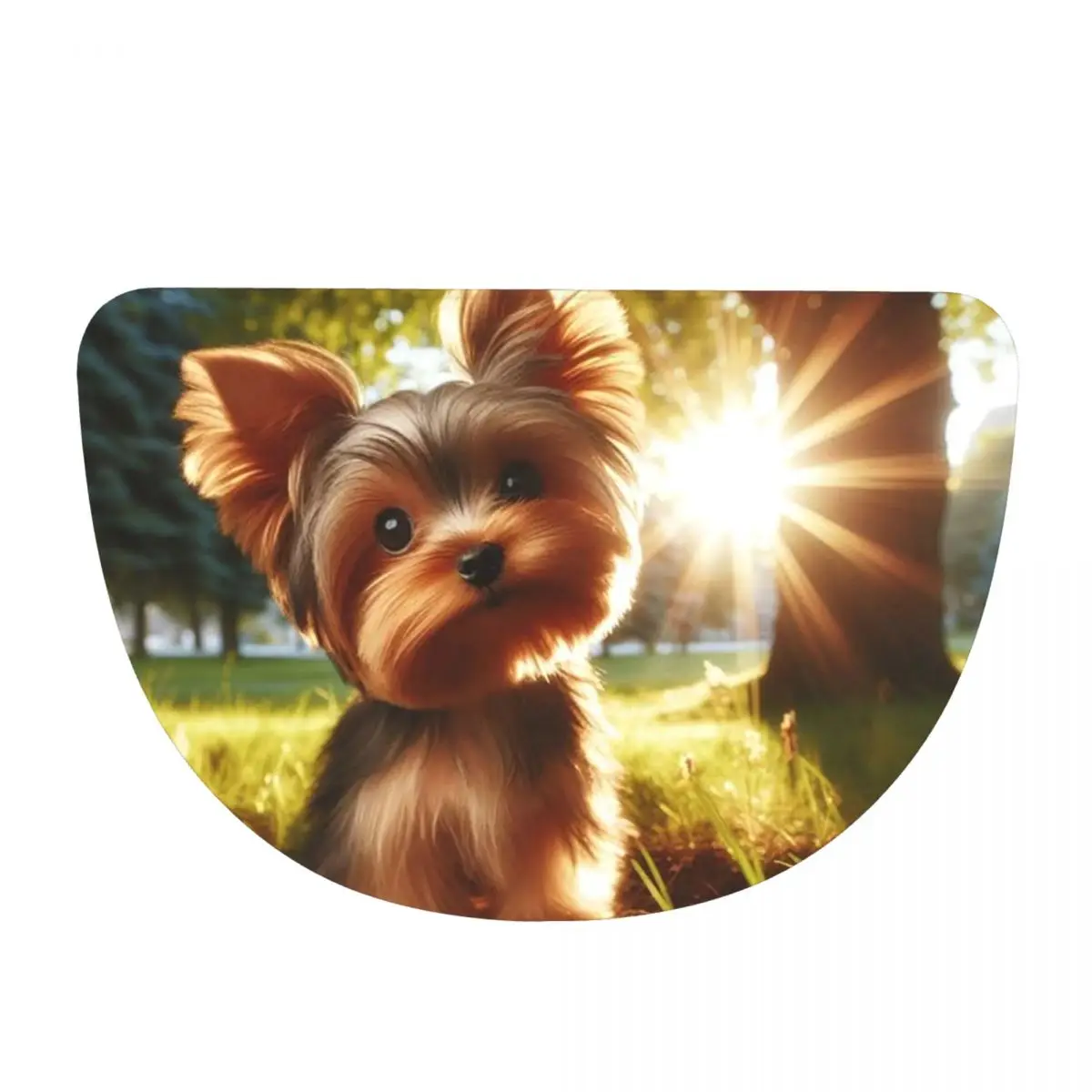 Yorkshire Terrier Dog Yorkie Lover Half Round Doormat Non Slip Bathroom Mat Absorbent Floor Carpet for Laundry Room Bathroom