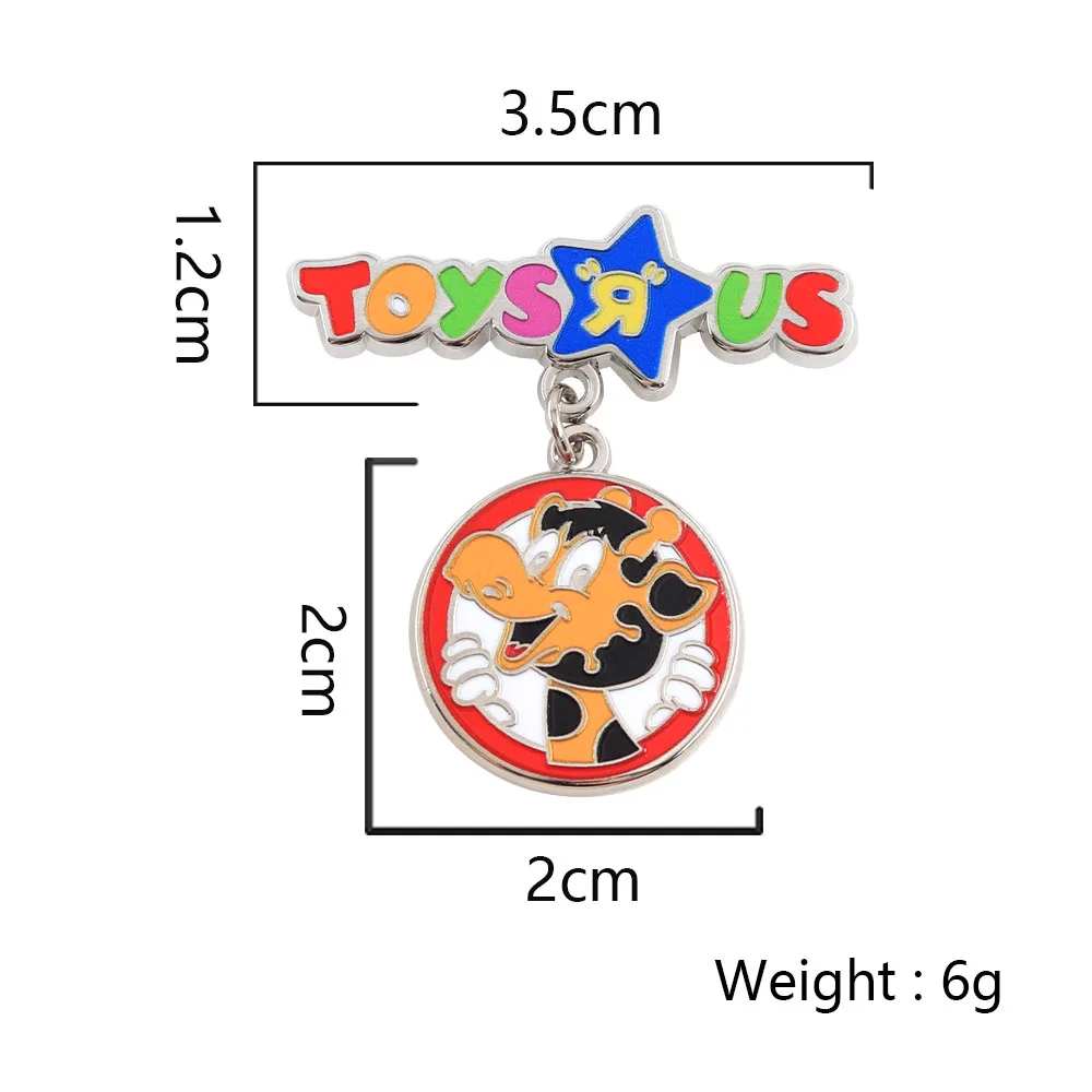 Lustige Retro-Spielzeugladen-Emaille-Pins, Niedliche Cartoon-Giraffe mit Hängendem Buchstabenschild, Nostalgische Kinder-Abzeichen, Rucksack-Anstecknadel – Detail 2