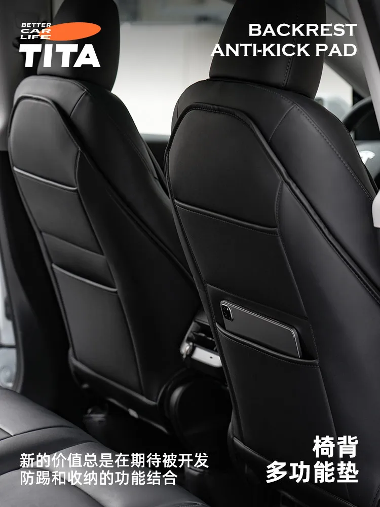 Protector de Asiento Delantero para Auto TITA, Anti-Patadas, para Tesla Model 3 Highland y Model Y Juniper, Cubierta Trasera Anti-Suciedad con Almacenamiento en el Asiento Trasero