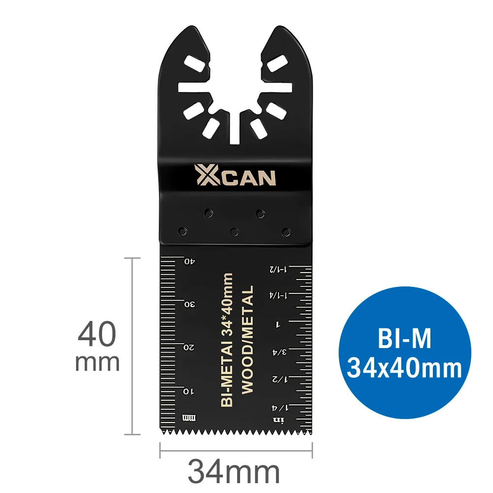 XCAN-hojas de sierra oscilantes de 34x40mm, multiherramienta oscilante de liberación rápida, hoja de sierra para madera, plástico, herramientas de corte de Metal