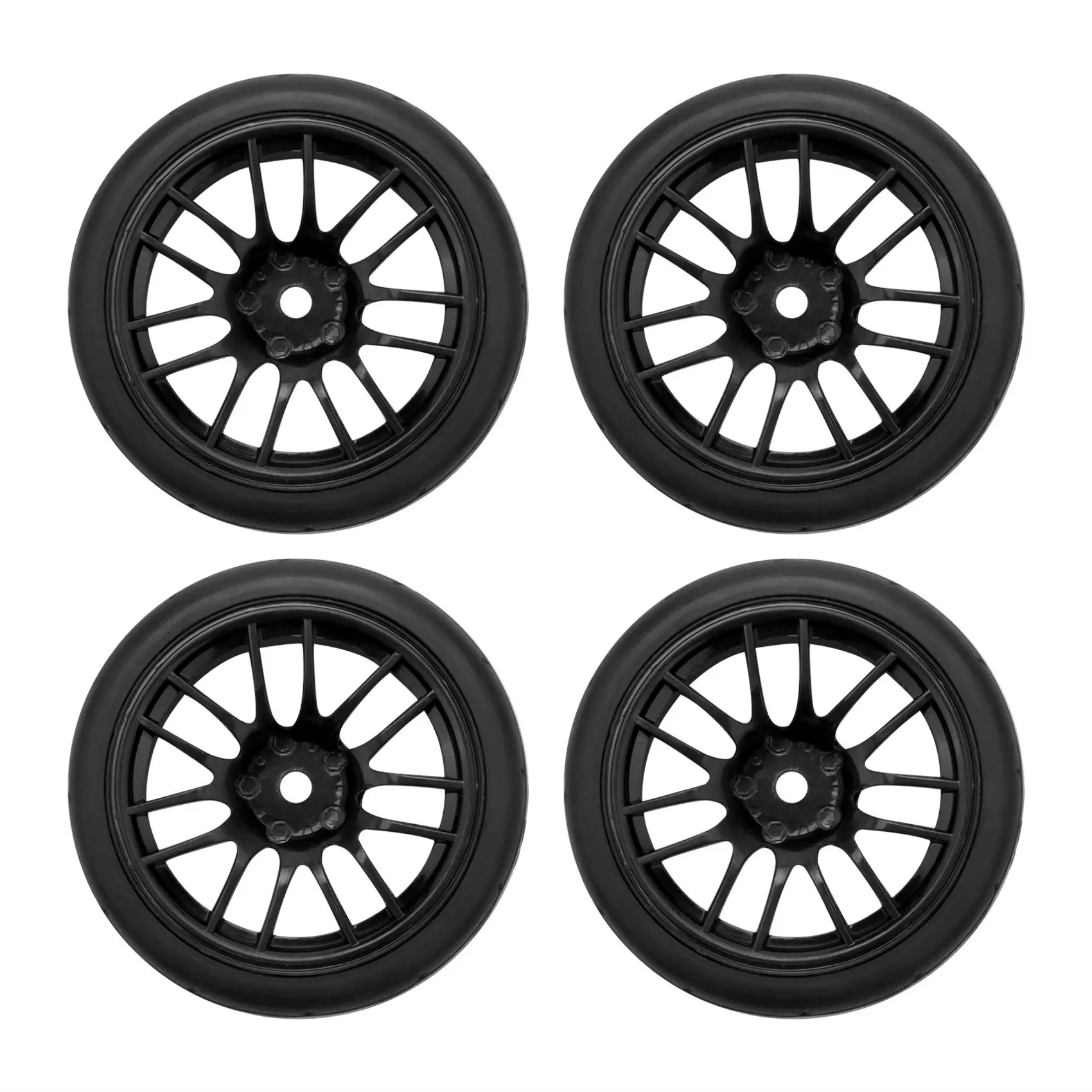 4Pcs 1/10 Rubber Tire Rc Racing Car Tires On Road Wheel Rim Fit For 9068-6081 Rc Car Part