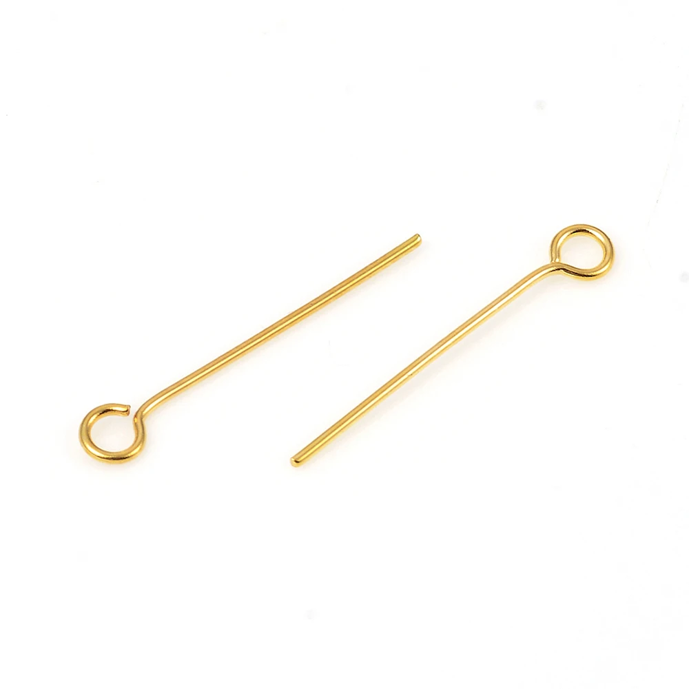 50pcs 15/20/30/40/50mm Golden 304 Stainless Steel Eye Pins For Jewelry Making DIY Earrings Findings