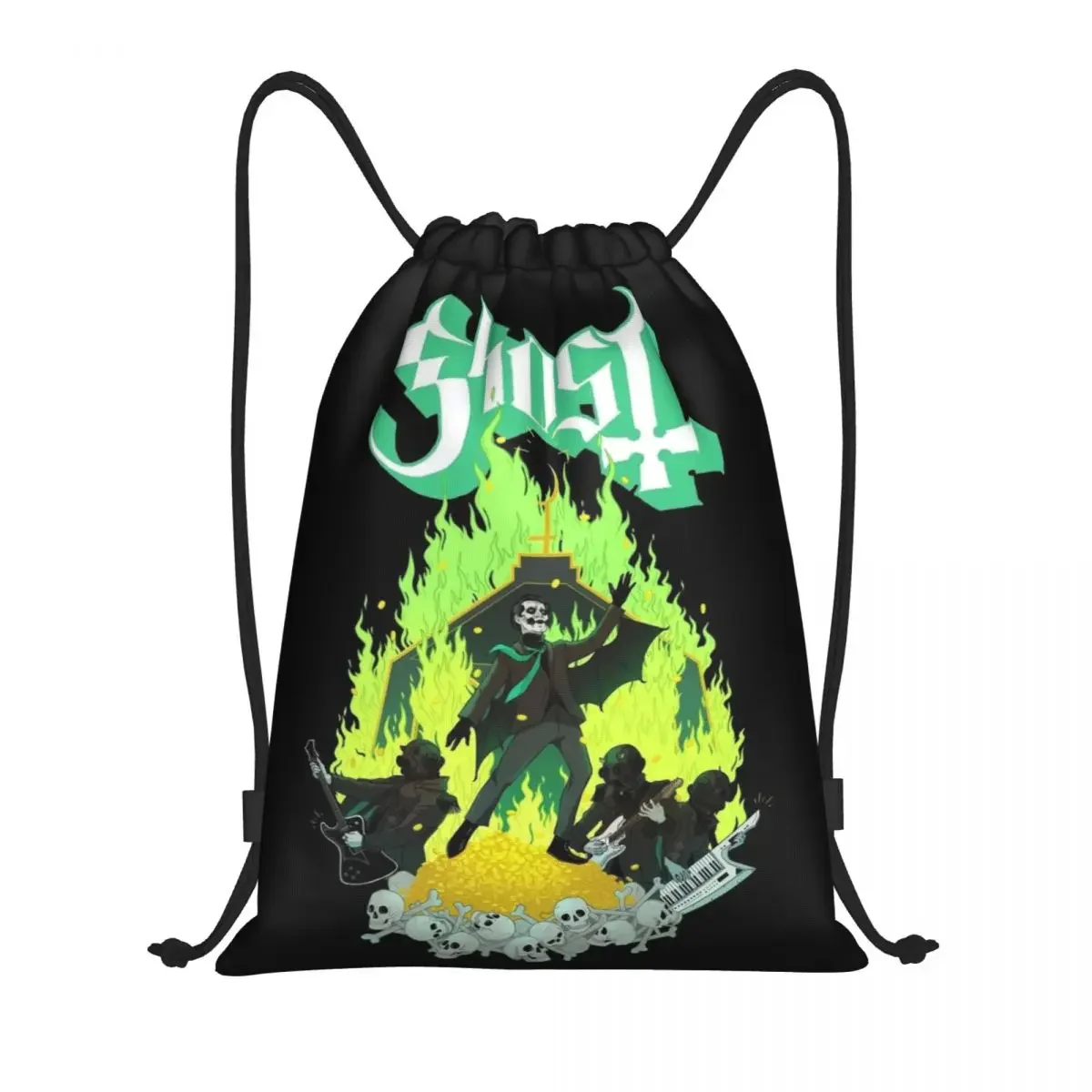 

Custom G-Ghostes Band Cartoon Drawstring Bag Men Women Portable Gym Sports Sackpack Shopping Storage Backpacks