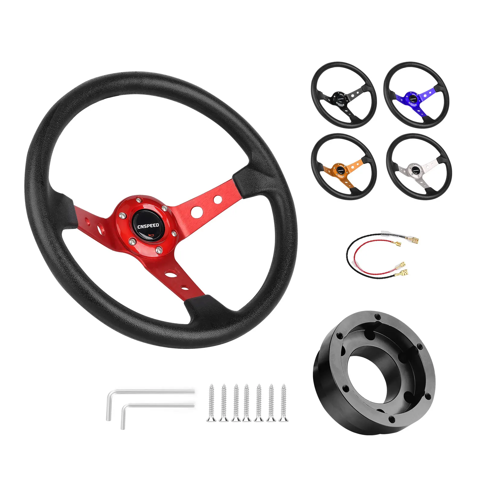 

Auto Sport Drifting Steering PU Leather 350mm 14inch With Adapter Plate 70mm PCD For Logitech G29 G920 G923 For Racing Game