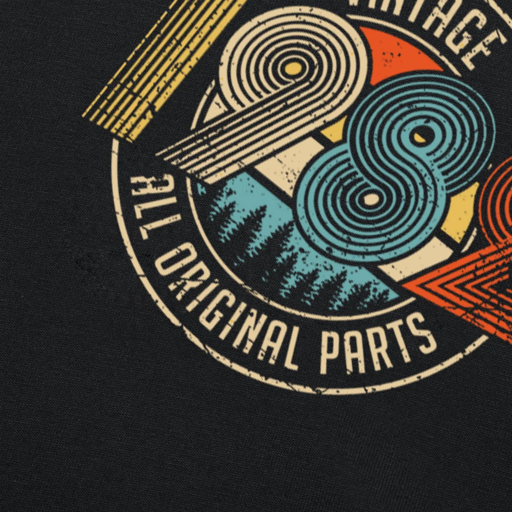 Vintage 1982 Alle Originalteile Originalteile-Geburtstagsgeschenke T-Shirts Herren T-Shirt 100% Baumwolle Locker Übergroß Rundhals-Kragen Hip-Hop T-Shirt – Detail 3