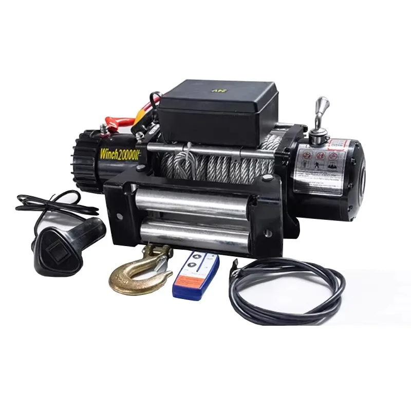 

20000lbs Electric Wire Rope Winch for Off-Road Car Self-Rescue 12V DC Motor Steel Winch Rescue Device Crane 12V/24V