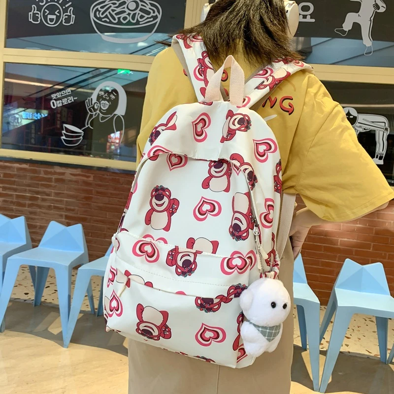 Sanurgente-Cartable léger Harvey Bear pour étudiants, sac à dos de dessin animé mignon, étanche, grande capacité, nouveau