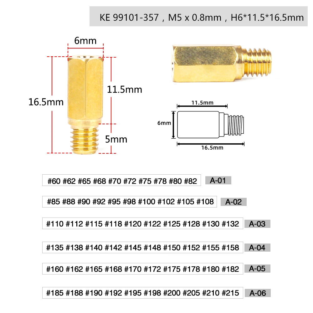 M5 Main Jets Carb Parts 99101-357 For Keihin OKO/KOSO/PWK/BD/CRS/ FCR/FCR-MAX/PD/PE/ PJ/PWM,KE 10pcs/Set Motorcycle Carburetor