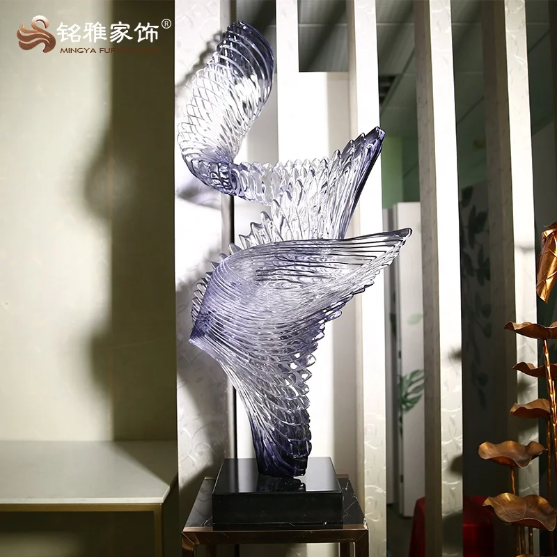 Home decoration waves abstract statue transparent resin sculpture