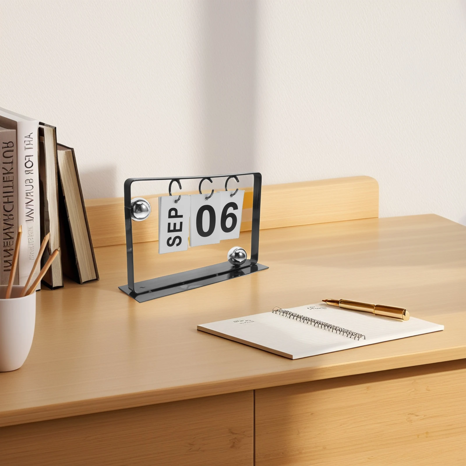 

Elegant Desktop Calendar Iron Metal Flip Perpetual Standing Daily Schedule Office Bedroom Living Room Vintage Rustic Twin-Wire