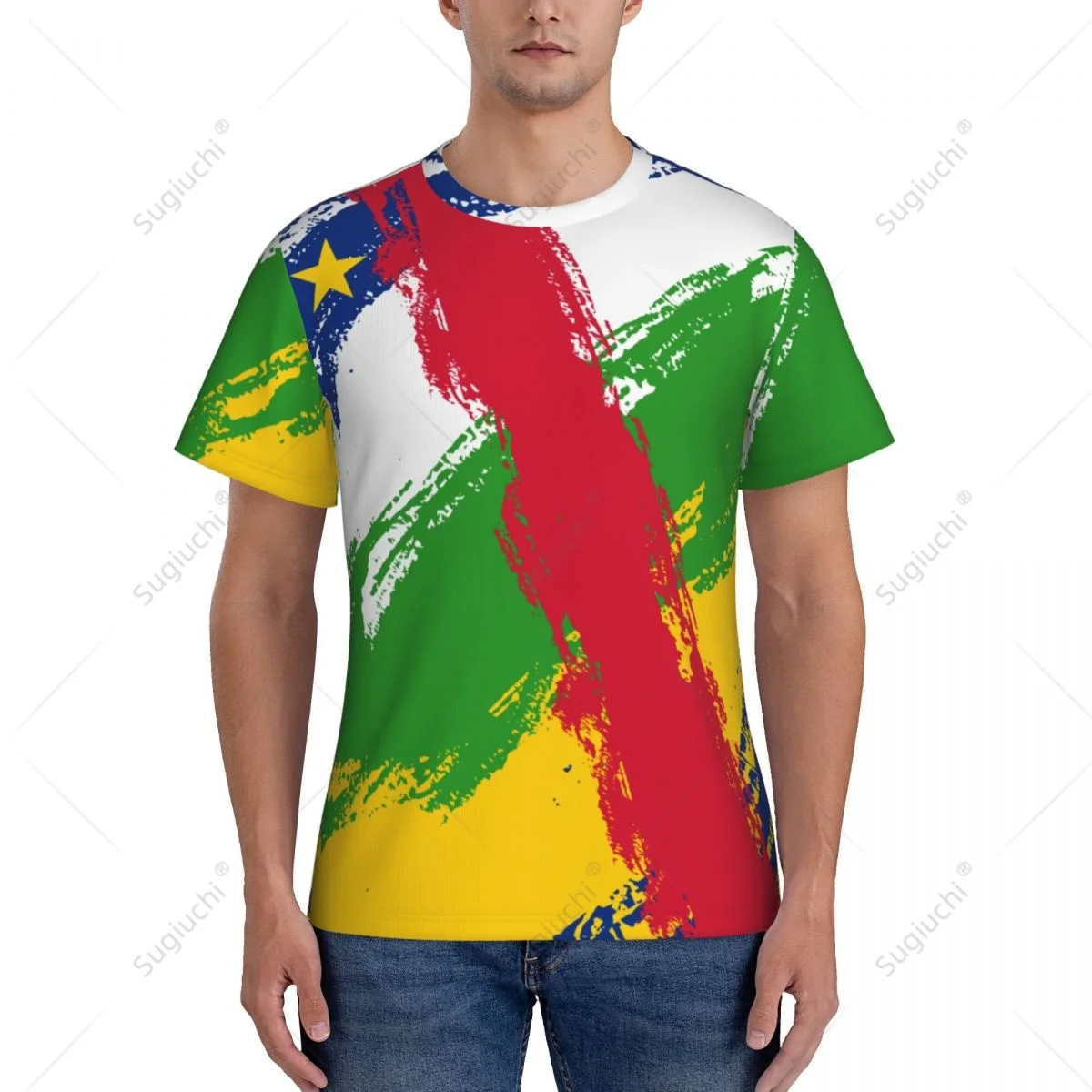 Custom Name Nunber Central African Republic Flag Color Men Tight Sports T-shirt Women Tees jersey For Soccer Football Fans