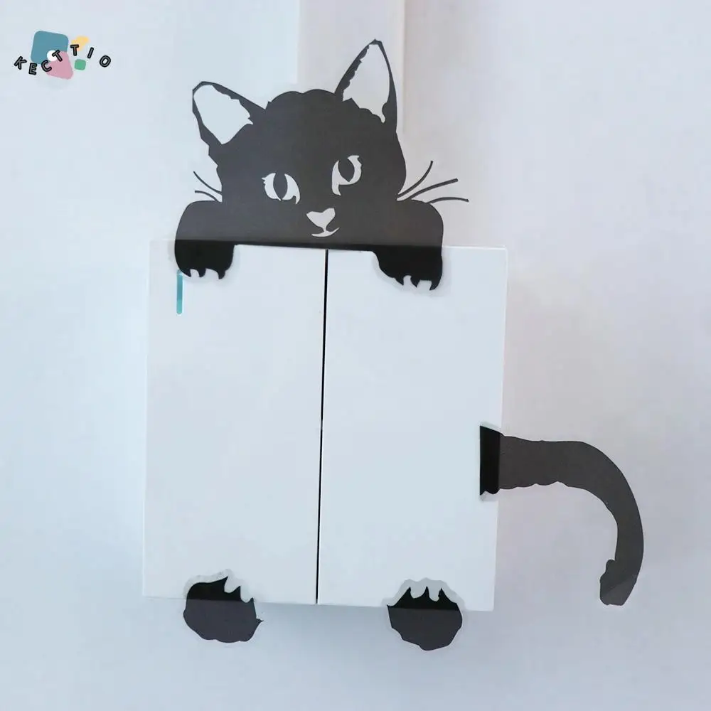 

Decals Cartoon Cat Switch Sticker Funny Black Cat Kitten Wall Sticker PVC Removable Cat Socket Sticker Children's