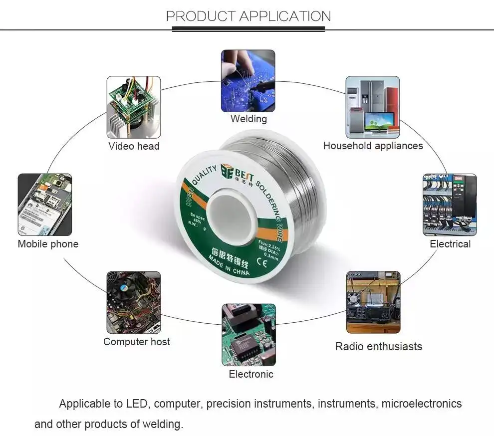 Soldeer Terbaik 50G 0.3Mm 0.4Mm 0.5Mm 0.6Mm 0.8Mm Rosin Titik Leh Rendah dengan Lcd