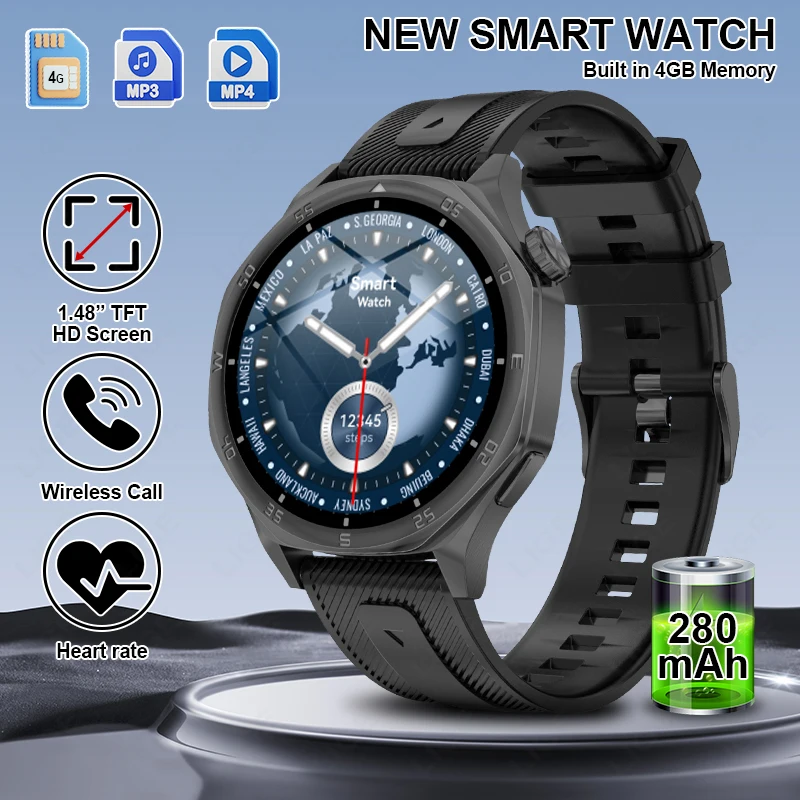 

LIGE 2025 Smart Watch Men 4GB Memory NFC Video Playback Bluetooth Call Sports Smart Bracelet Compass Waterproof Smartwatch Men