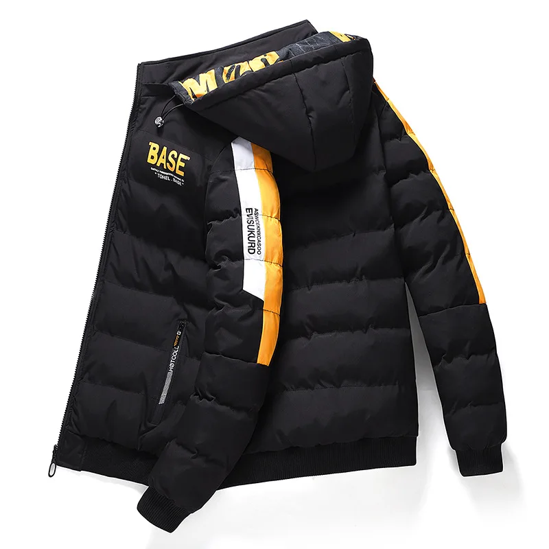 Winter Men Down Coat Thicken Warm Letter Printed Male Outerwear Long Sleeve Detachable Hooded Outdoor Man Two-sided Jacket
